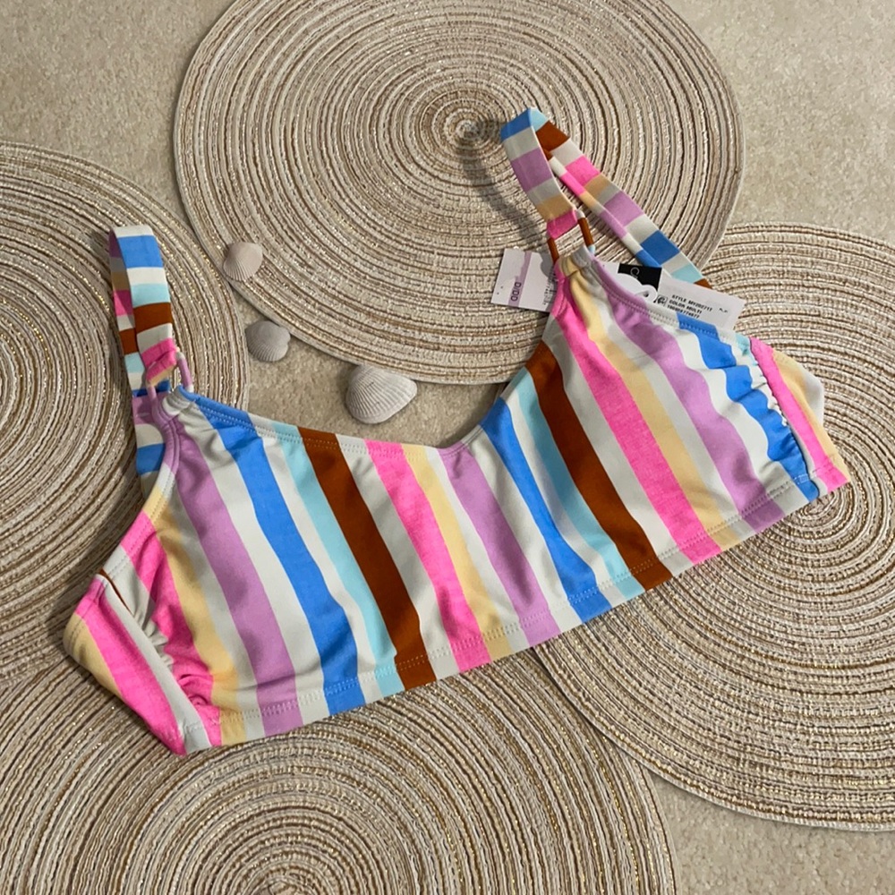 NWT striped pink D/DD cup Candy colors California waves bikini top